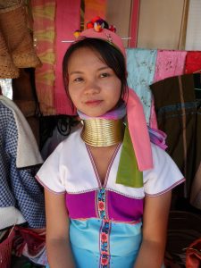 A kayan womwn with rings arounds her neck