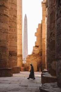 Person Walking Near Columns, Luxor, Egyp
