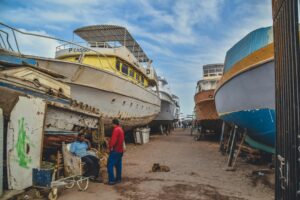 Colorful ships. Hurgada, Egypt
